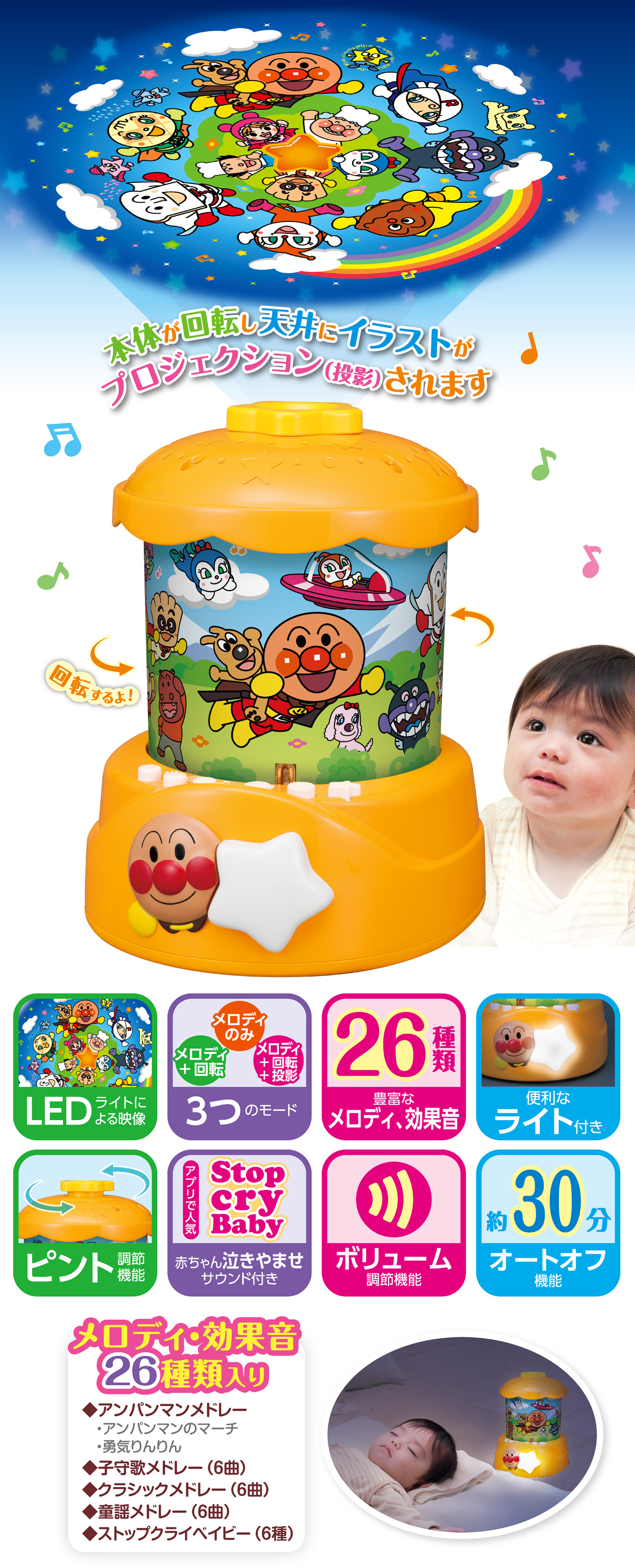 アンパンマン - アンパンマン おもちゃ プロジェクションメリー　プロジェクションマッピング Amazon.co.jp: Anpanman Sleeping Projection Merry : Baby
