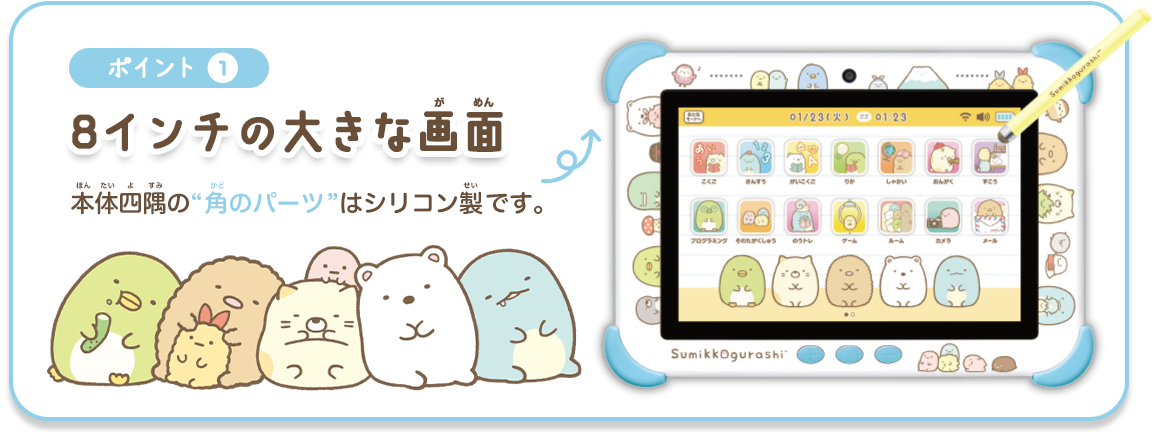 ポイント1 8インチの大きな画面